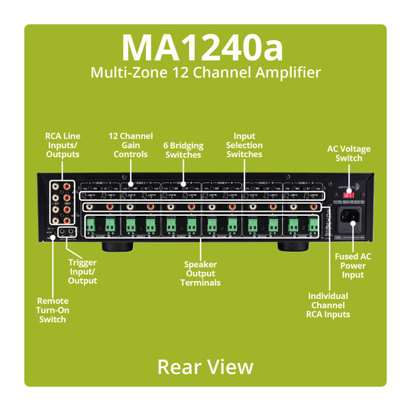 Alternate view 2 for Dayton Audio MA1240a Multi-Zone 12 Channel Amplifier 300-815